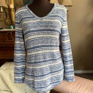 Style&Co V-Neck Blue and White Sweater